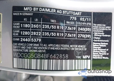 2011 Mercedes-Benz Glk 350 из США, поврежденный, VIN WDCGG5GB4BF642858